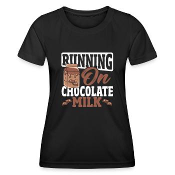 Double Choc Cacao Boisson Lait Chocolat Lait - T-shirt sport Femme - noir - Devant - AI Model Female 172 light (172cm)
