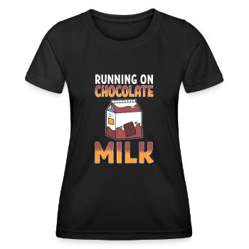 Chocolat chaud Chocolat Lait J’aime - T-shirt sport Femme - noir - Devant - AI Model Female 172 light (172cm)