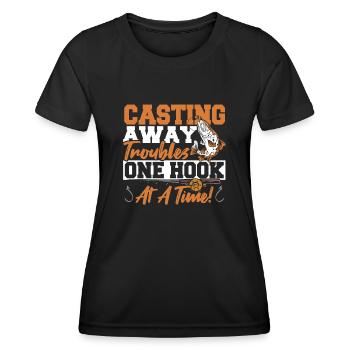 Fischer Kajak Fischen Shirt für Angler, die alles - Frauen Funktions-T-Shirt - Schwarz - Vorne - AI Model Female 172 light (172cm)