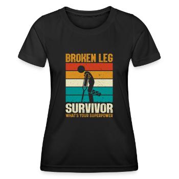 Gebrochenes Bein Knöchelchirurgie Genesung Gebrochenes Bein - Frauen Funktions-T-Shirt - Schwarz - Vorne - AI Model Female 172 light (172cm)