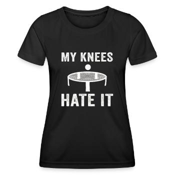 Mes genoux le détestent Roundnet Spike Ball - T-shirt sport Femme - noir - Devant - AI Model Female 172 light (172cm)