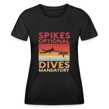 Jeu de plage Spike Ball Roundnet - T-shirt sport Femme - noir - Devant - AI Model Female 172 light (172cm)