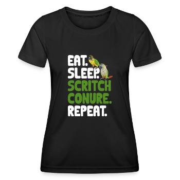 Molinasittich Papagei Vogel Sittich - Frauen Funktions-T-Shirt - Schwarz - Vorne - AI Model Female 172 light (172cm)