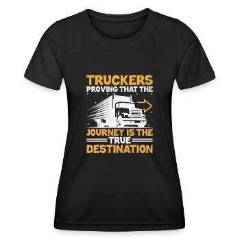 Trucker Driving Dad Trucker Father Truck Driver - Women's Functional T-Shirt - black - Front - AI Model Female 172 light (172cm)