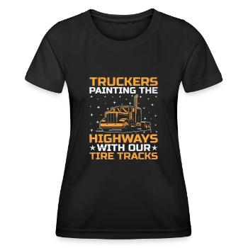 Camionneur Conduisant Papa Camionneur Père Chauffeur De Camion - T-shirt sport Femme - noir - Devant - AI Model Female 172 light (172cm)
