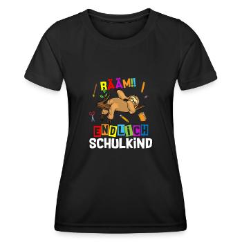 Bääm Finally Schoolchild Sloth School - Women's Functional T-Shirt - black - Front - AI Model Female 172 light (172cm)