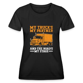 Trucker Driving Dad Trucker Father Truck Driver - Women's Functional T-Shirt - black - Front - AI Model Female 172 light (172cm)