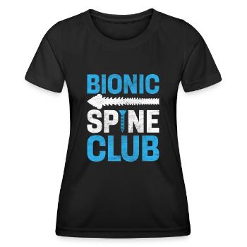Bionic Spine Club Lumbale Fusion Wirbelsäule Lustiger Rücken - Frauen Funktions-T-Shirt - Schwarz - Vorne - AI Model Female 172 light (172cm)