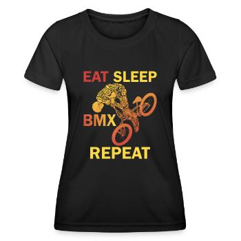 Eat Sleep Bmx Repeat Bicycle Racer - Frauen Funktions-T-Shirt - Schwarz - Vorne - AI Model Female 172 light (172cm)