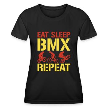 Eat Sleep Bmx Repeat Bicycle Racer - Frauen Funktions-T-Shirt - Schwarz - Vorne - AI Model Female 172 light (172cm)