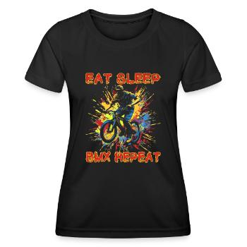 Eat Sleep Bmx Repeat Bicycle Racer - Frauen Funktions-T-Shirt - Schwarz - Vorne - AI Model Female 172 light (172cm)