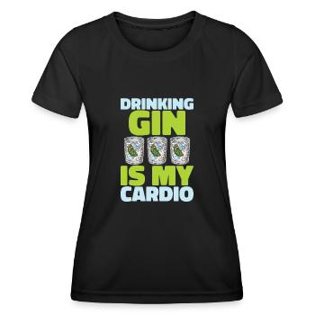 Gin Funny Cardio Citation - T-shirt sport Femme - noir - Devant - AI Model Female 172 light (172cm)