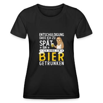 Sorry I'm late, drank beer - Women's Functional T-Shirt - black - Front - AI Model Female 172 light (172cm)