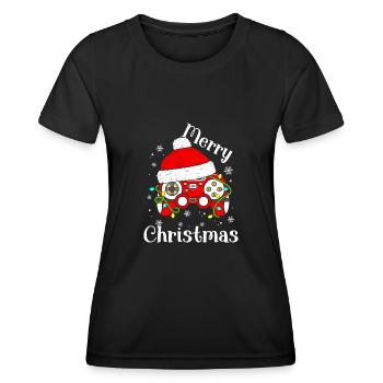 Spielkonsole Controller Weihnachtsmann - Frauen Funktions-T-Shirt - Schwarz - Vorne - AI Model Female 172 light (172cm)