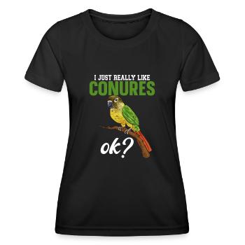 Molinasittich Papagei Vogel Sittich - Frauen Funktions-T-Shirt - Schwarz - Vorne - AI Model Female 172 light (172cm)
