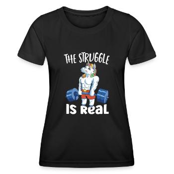 Haltères de banc de soulevé de terre Licorne Soulevé de terre - T-shirt sport Femme - noir - Devant - AI Model Female 172 light (172cm)