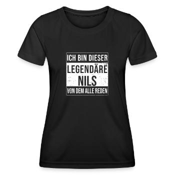 Ich bin dieser legendäre für Nils - Frauen Funktions-T-Shirt - Schwarz - Vorne - AI Model Female 172 light (172cm)