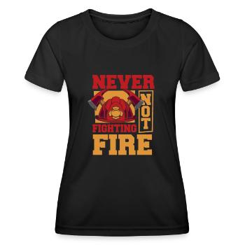 Feuerwehrmann - Frauen Funktions-T-Shirt - Schwarz - Vorne - AI Model Female 172 light (172cm)