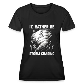 Je préférerais être Storm Chasing Tornado Hurricane - T-shirt sport Femme - noir - Devant - AI Model Female 172 light (172cm)