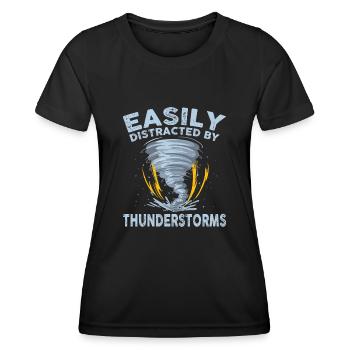 Easily distracted by thunderstorms - Women's Functional T-Shirt - black - Front - AI Model Female 172 light (172cm)