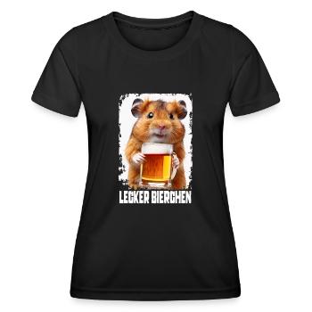 Hamster à la bière délicieuse - T-shirt sport Femme - noir - Devant - AI Model Female 172 light (172cm)