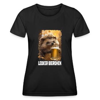 Delicious Beer Hedgehog - Women's Functional T-Shirt - black - Front - AI Model Female 172 light (172cm)