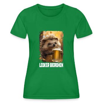 Lecker Bierchen Igel - Frauen Funktions-T-Shirt - Kelly Green - Vorne - AI Model Female 172 dark (172cm)