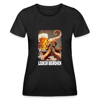 Delicious Beer Octopus - Women's Functional T-Shirt - black - Front - AI Model Female 172 light (172cm)