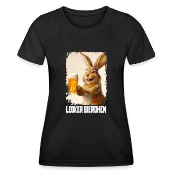 Lapin à la bière délicieuse - T-shirt sport Femme - noir - Devant - AI Model Female 172 light (172cm)