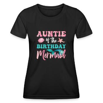 Tante Des Geburtstags-meerjungfrau-designs - Frauen Funktions-T-Shirt - Schwarz - Vorne - AI Model Female 172 light (172cm)