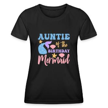 Tante Des Geburtstags-meerjungfrau-designs - Frauen Funktions-T-Shirt - Schwarz - Vorne - AI Model Female 172 light (172cm)