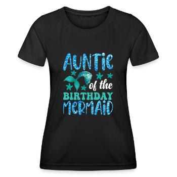 Tante Des Geburtstags-meerjungfrau-designs - Frauen Funktions-T-Shirt - Schwarz - Vorne - AI Model Female 172 light (172cm)