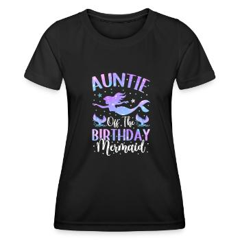 Tante Des Geburtstags-meerjungfrau-designs - Frauen Funktions-T-Shirt - Schwarz - Vorne - AI Model Female 172 light (172cm)