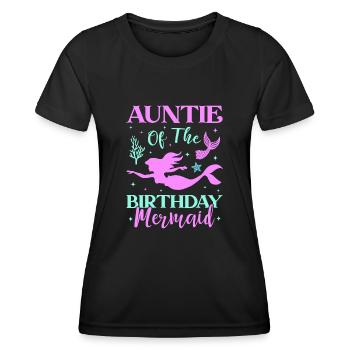 Tante Des Geburtstags-meerjungfrau-designs - Frauen Funktions-T-Shirt - Schwarz - Vorne - AI Model Female 172 light (172cm)