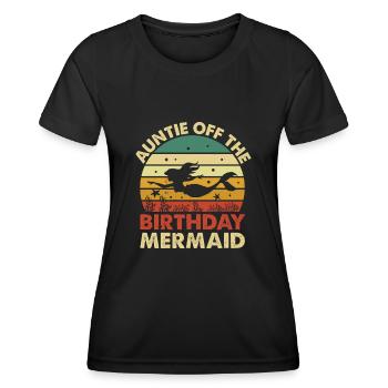 Tante Des Geburtstags-meerjungfrau-designs - Frauen Funktions-T-Shirt - Schwarz - Vorne - AI Model Female 172 light (172cm)