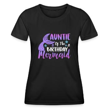 Tante Des Geburtstags-meerjungfrau-designs - Frauen Funktions-T-Shirt - Schwarz - Vorne - AI Model Female 172 light (172cm)