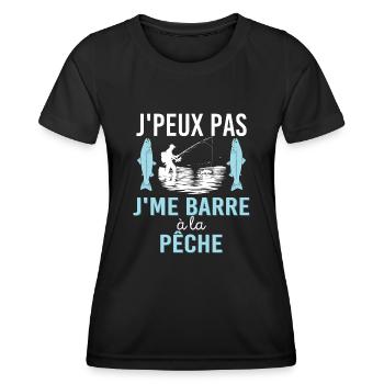 Pêcheur Humour Je Peux Pas Je Me Barre A La Pêche - T-shirt sport Femme - noir - Devant - AI Model Female 172 light (172cm)