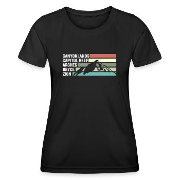 Explorez les montagnes des parcs nationaux de l'Utah - T-shirt sport Femme - noir - Devant - AI Model Female 172 light (172cm)