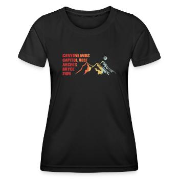 Explorez les montagnes des parcs nationaux de l’Utah - T-shirt sport Femme - noir - Devant - AI Model Female 172 light (172cm)