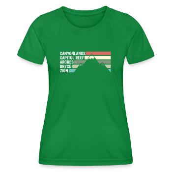 Explorez les montagnes des parcs nationaux de l’Utah - T-shirt sport Femme - vert - Devant - AI Model Female 172 dark (172cm)