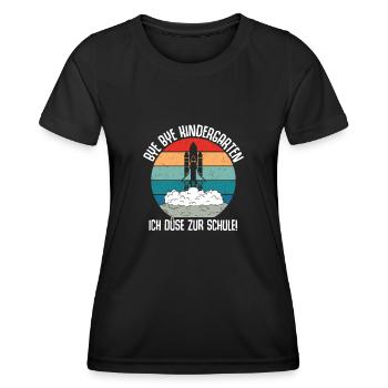 Bye Bye Kindergarten I'm Jetting To School - Women's Functional T-Shirt - black - Front - AI Model Female 172 light (172cm)