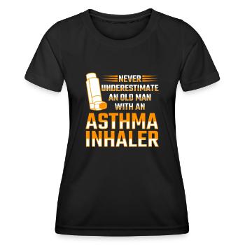 Inhalateur d’asthme Respiration sifflante asthmatique - T-shirt sport Femme - noir - Devant - AI Model Female 172 light (172cm)