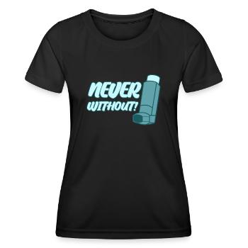 Inhalateur d’asthme asthmatique sifflant - T-shirt sport Femme - noir - Devant - AI Model Female 172 light (172cm)