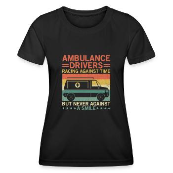 Les ambulanciers se lancent dans une course contre la montre EMS Paramedi - T-shirt sport Femme - noir - Devant - AI Model Female 172 light (172cm)