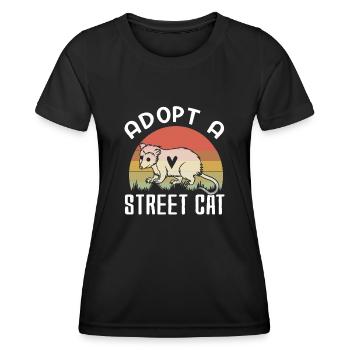 Adoptez un chat des rues drôle d’opossum Vintage - T-shirt sport Femme - noir - Devant - AI Model Female 172 light (172cm)