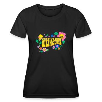 Cultivando Bilingües Spanischlehrer - Frauen Funktions-T-Shirt - Schwarz - Vorne - AI Model Female 172 light (172cm)