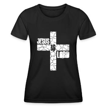 Jésus est Seigneur Croyez Croix Christ Foi Chrétien - T-shirt sport Femme - noir - Devant - AI Model Female 172 light (172cm)