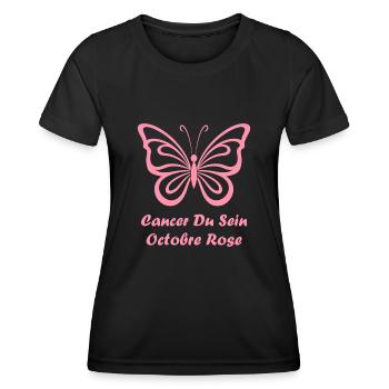 Sensibilisation cancer du sein - T-shirt sport Femme - noir - Devant - AI Model Female 172 light (172cm)