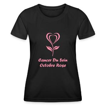 Sensibilisation cancer du sein - T-shirt sport Femme - noir - Devant - AI Model Female 172 light (172cm)