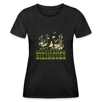 Cultivando Bilingües Spanischlehrer - Frauen Funktions-T-Shirt - Schwarz - Vorne - AI Model Female 172 light (172cm)